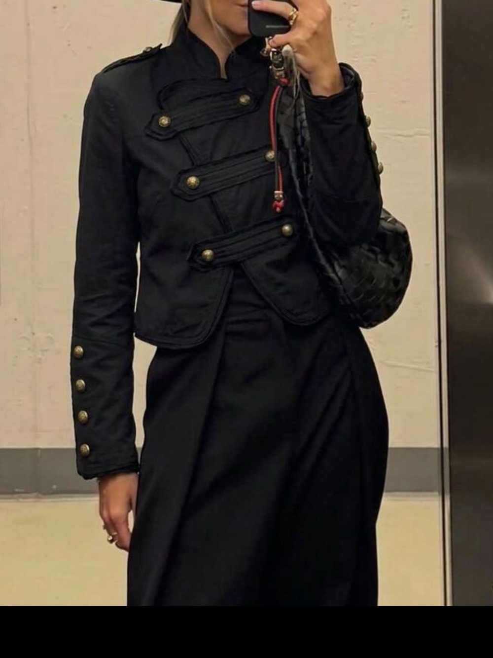 Zara NWT ZW COLLECTION cotton linen blend Black Military blazer gold Buttons - Picture 3 of 14